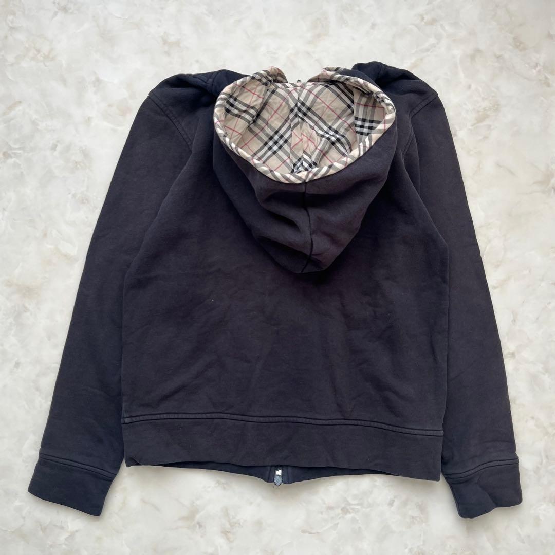 Burberry London ジップアップ パーカー ノバチェック　ブラック
