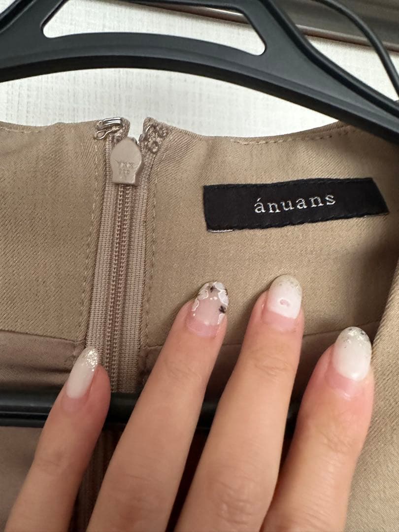 anuans ボリュームスリーブナローワンピース ベージュM