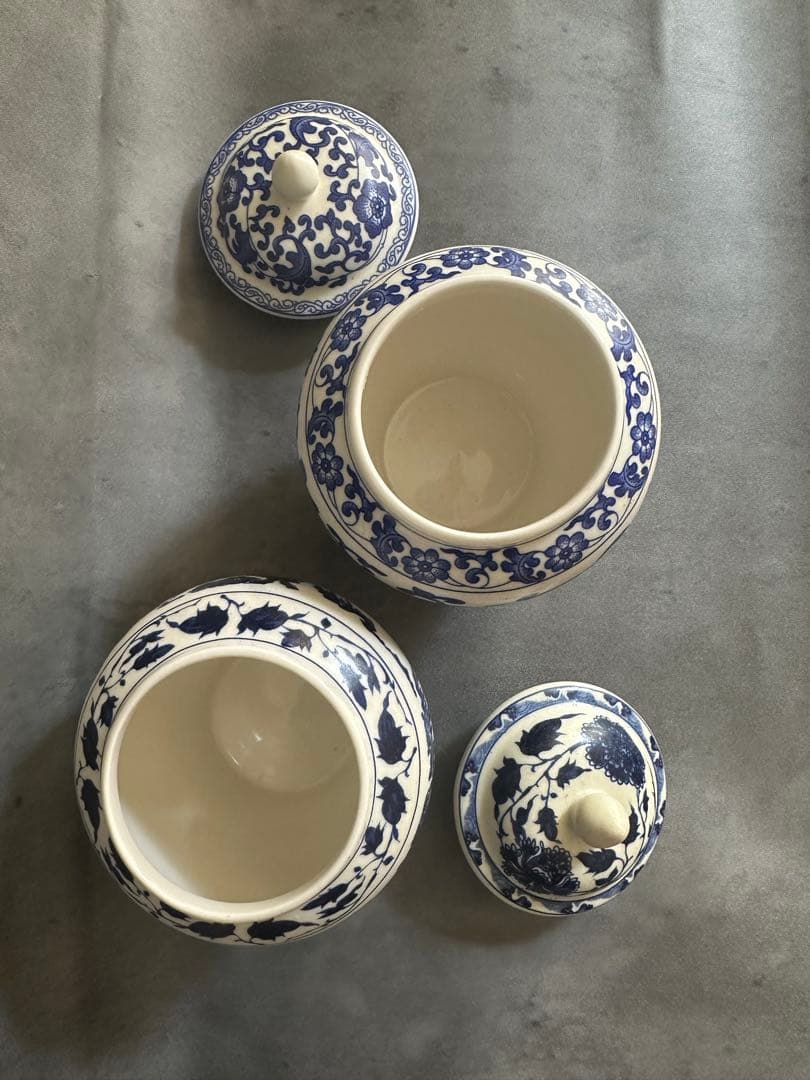 【2個セット】中国景徳鎮製/キャニスター/保存容器/茶葉容器/茶器/紅茶