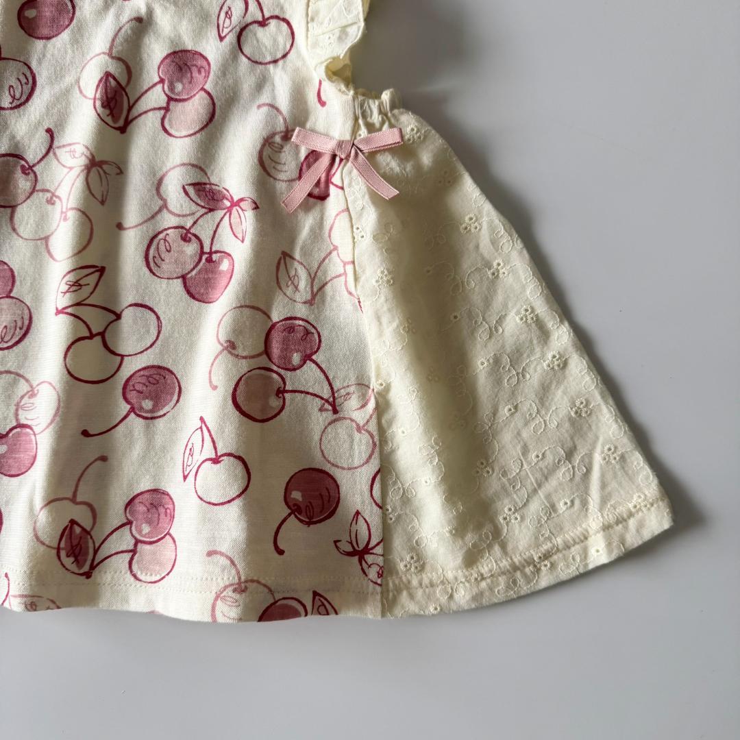 サンプル品｜夏物2点セット｜チュニック　ギンガムチェック　さくらんぼ　80cm