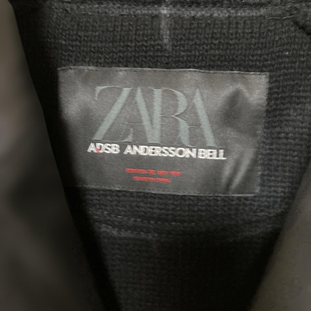 ザラ　ブラックレザージャケット・パッチ付き　ニット切り替え　zara ADSB