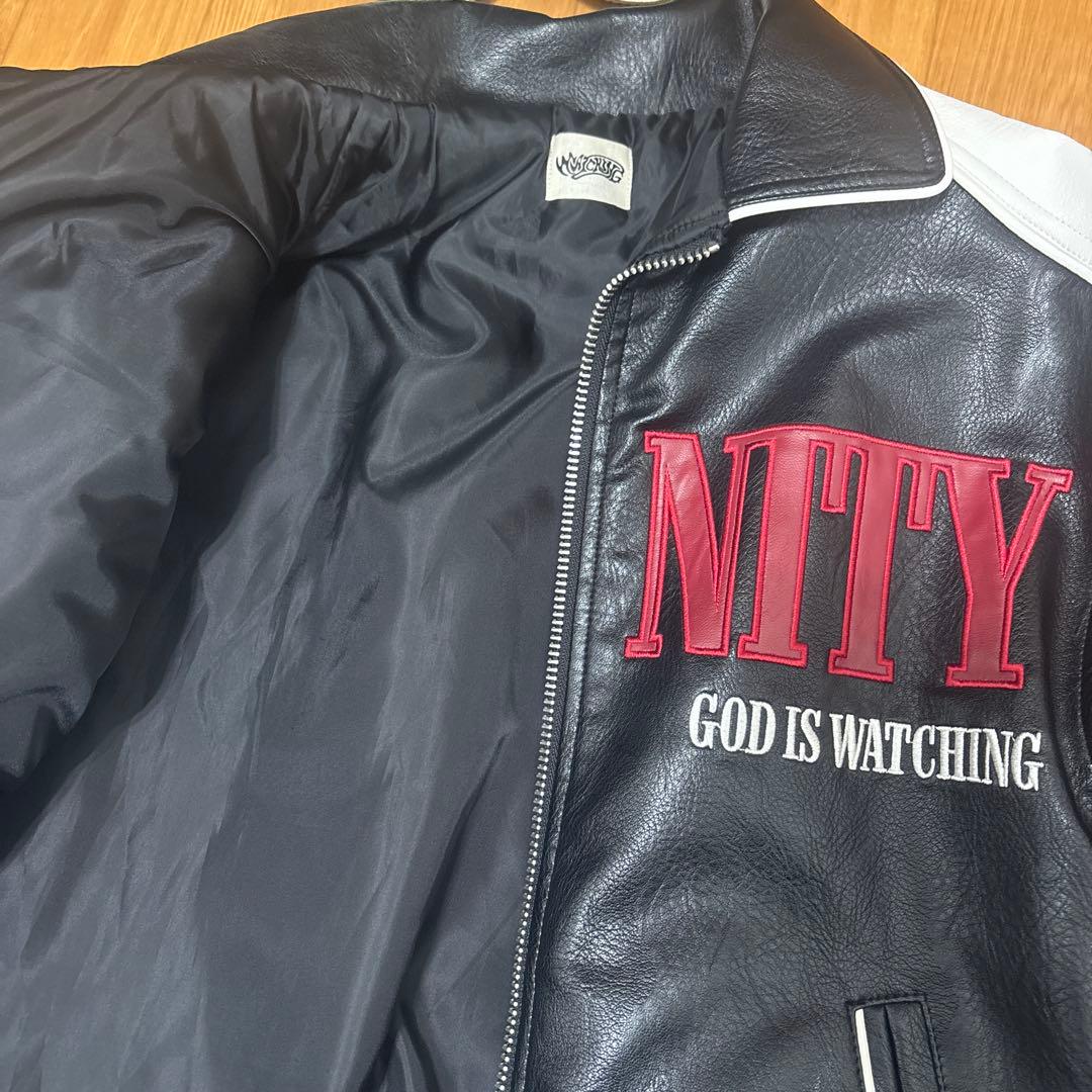 God's watching レザージャケット ブラック