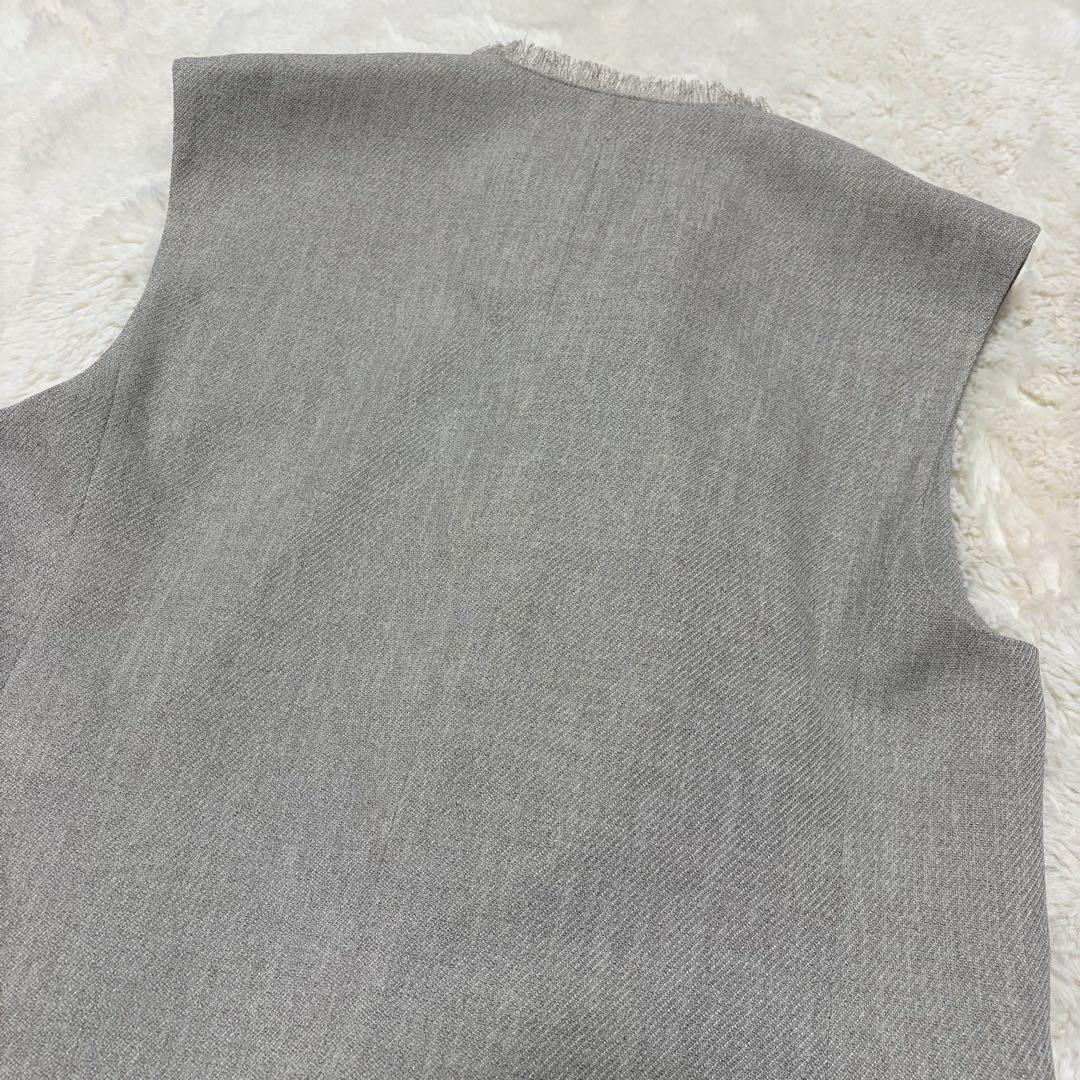 美品✨ アルアバイル スラブツイード フリンジ ジレ ベスト 2 ベージュ 春
