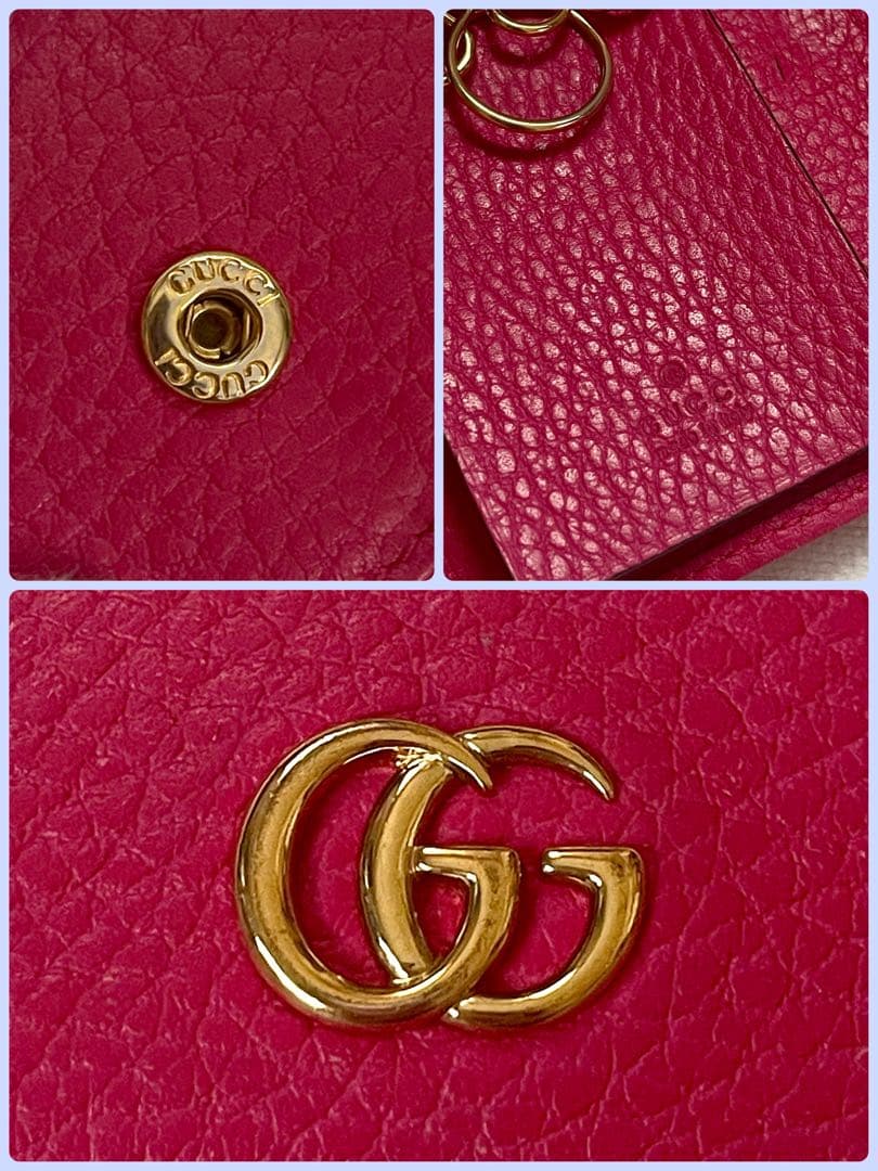 GUCCI GG マーモント　レザー 6連キーケース フューシャピンク系
