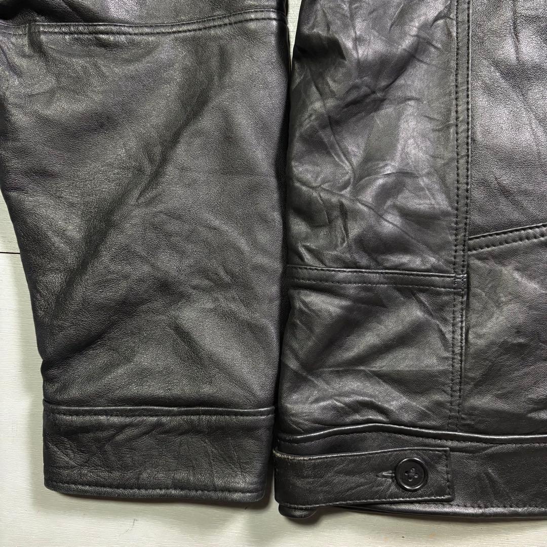 大きいサイズ✨レザートラッカージャケット　3rd 本革オールレザー　黒　XXL