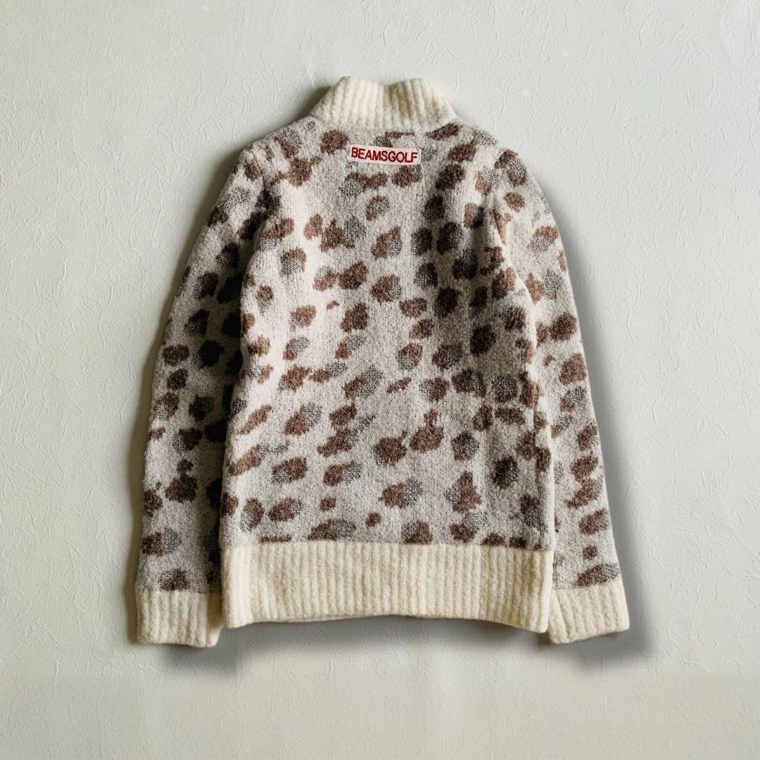 美品　BEAMS GOLF　定価2.7万　ジャガードニットブルゾン　ホワイト　S