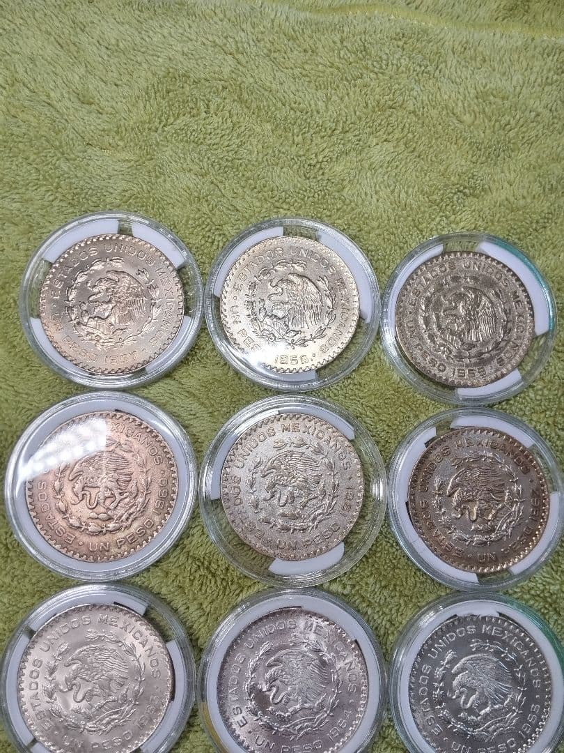 hab032 メキシコ 1ペソ銀貨 11年分コンプリート 1957～1967年
