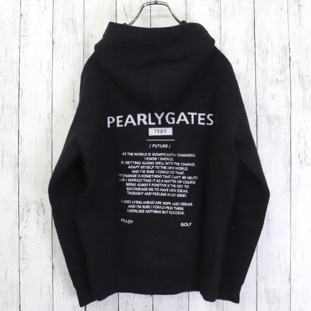 PEARLYGATES　パーリーゲイツ　背中ロゴ　刺繍　肉厚ウールニットパーカー