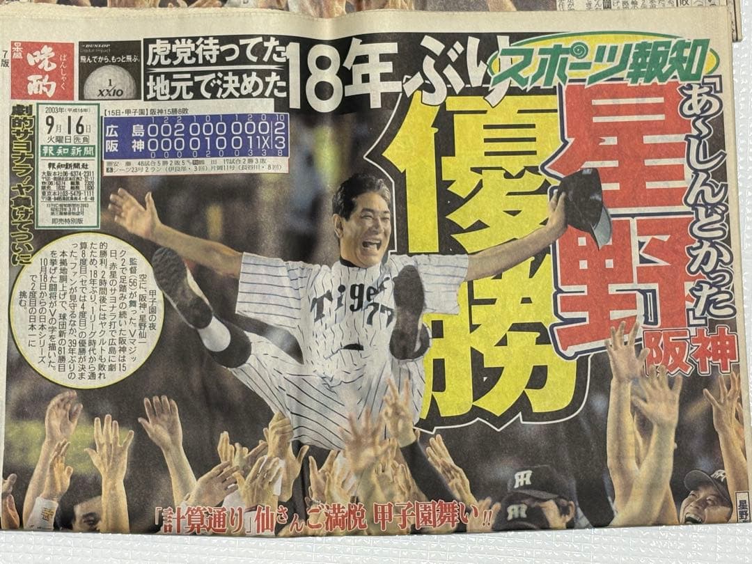 阪神タイガース 2003年 優勝記念新聞　スポーツ5紙2セット　一般紙6紙
