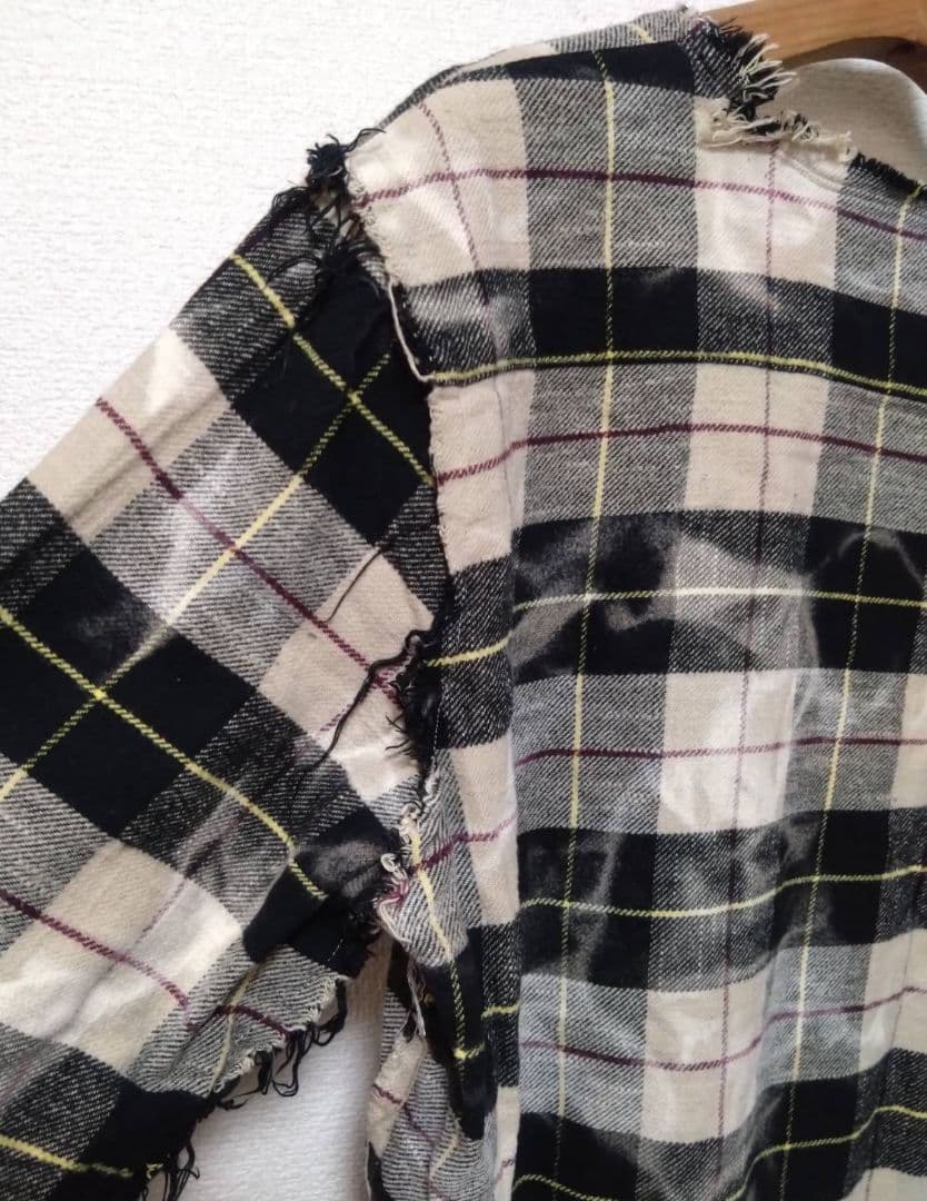 美品 R13 Crewneck shredded shirt 加工チェックシャツ