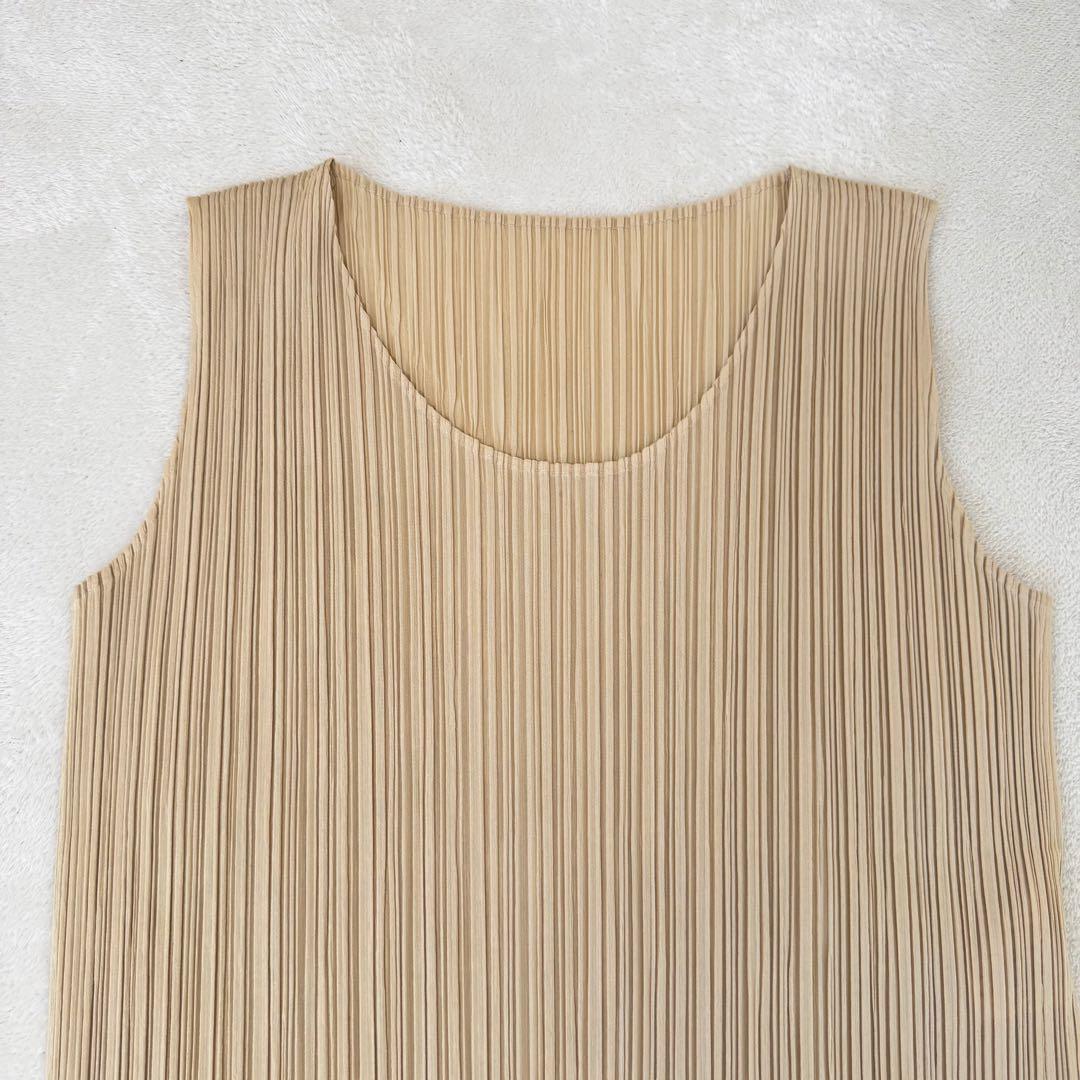 極美品✨PLEATS PLEASE スリット入り　ベージュ　ロングワンピース