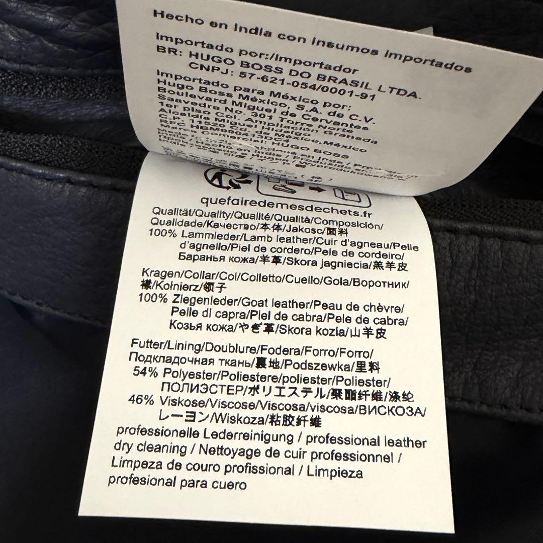 新品タグ付き✨ HUGO BOSS ラムレザージャケット 48 ネイビー L