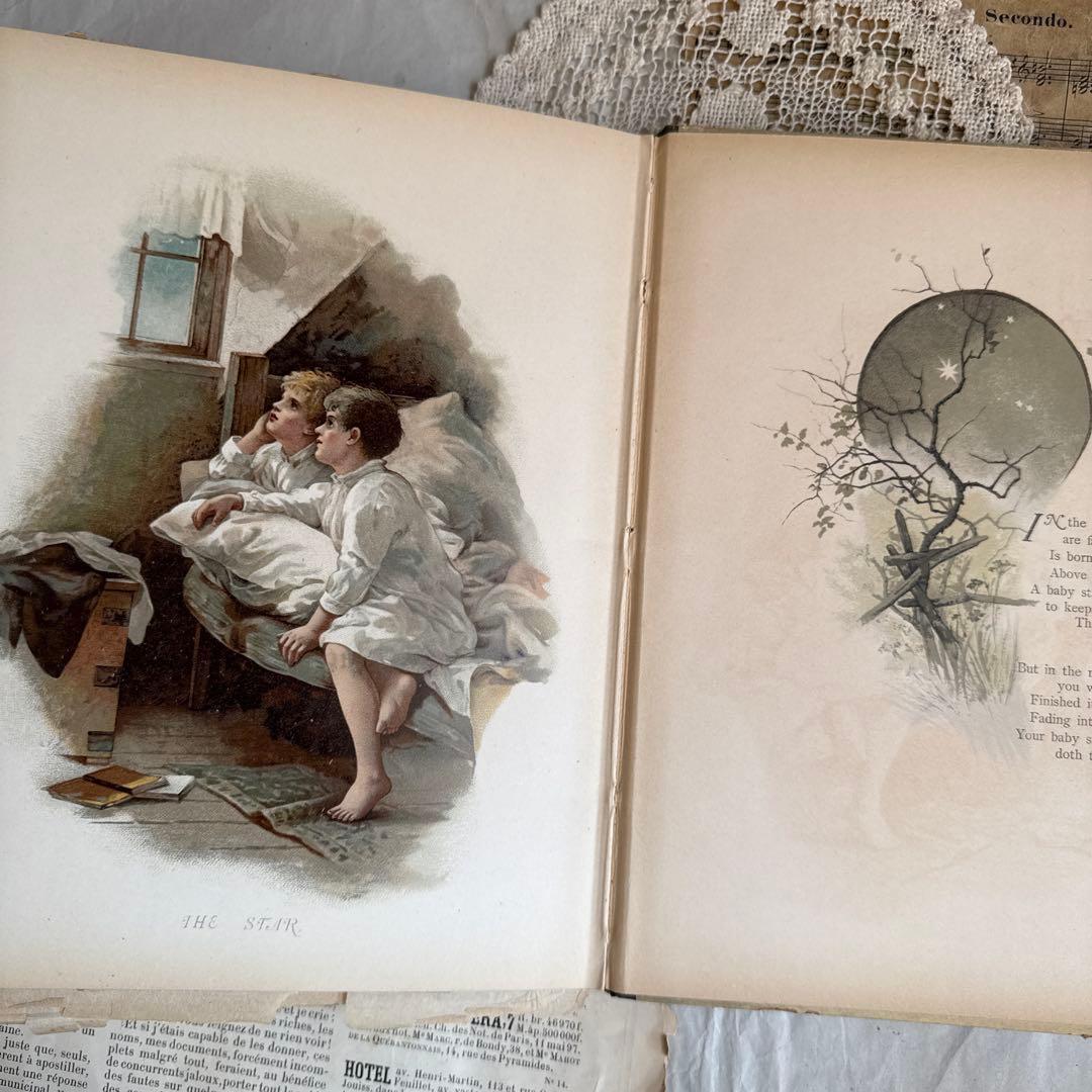 稀少1887年アンティーク美しいヴィクトリアン絵本　洋書ジャンクジャーナル古書