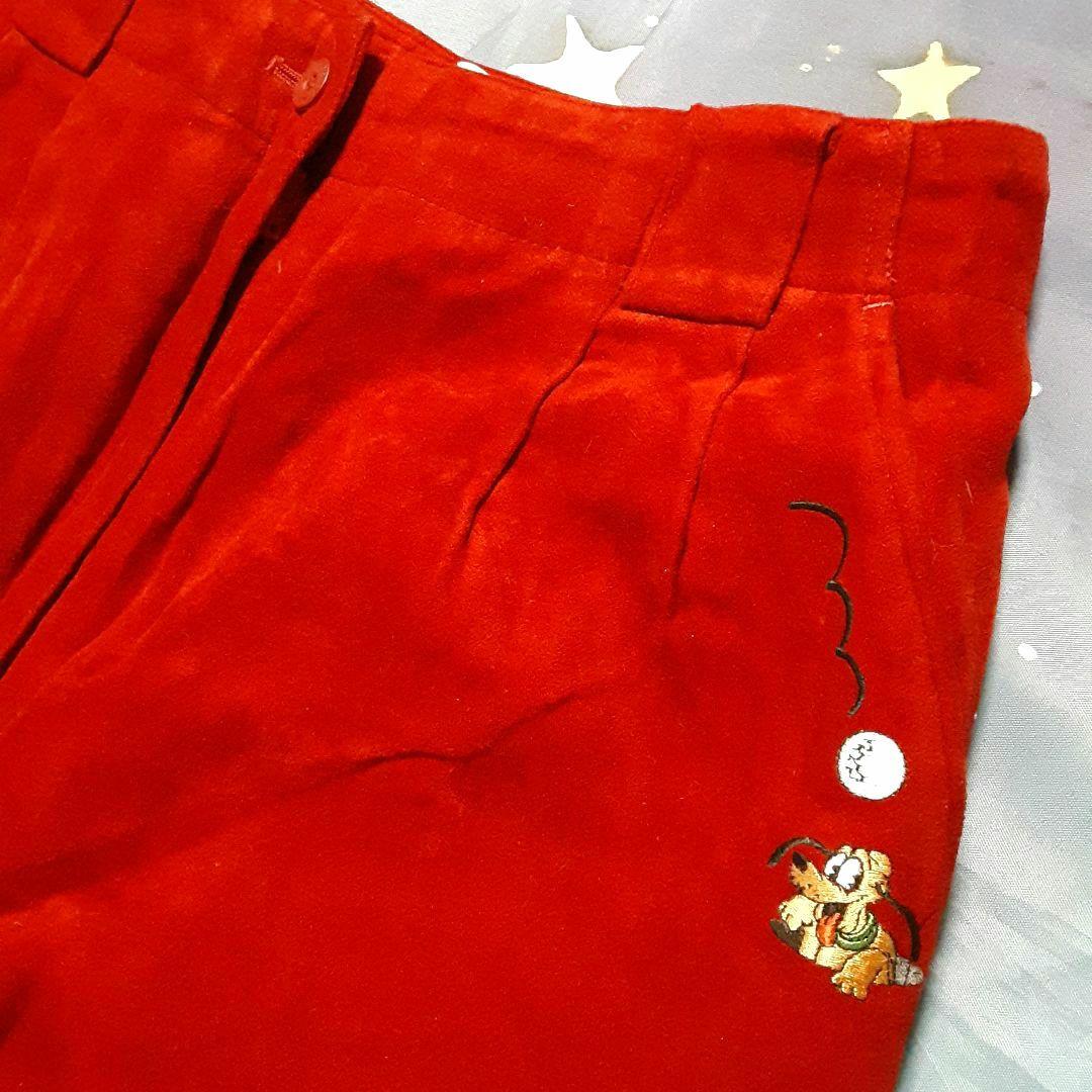 パンツ ミッキー ゴルフ 赤 刺繍 スポーツ ヴィンテージ レア 希少 起毛