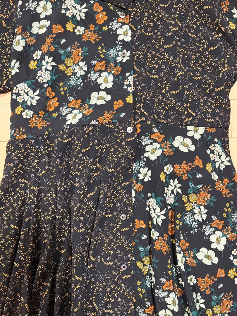 美品／as know as olaca オオラカ　花柄　パッチワークワンピース