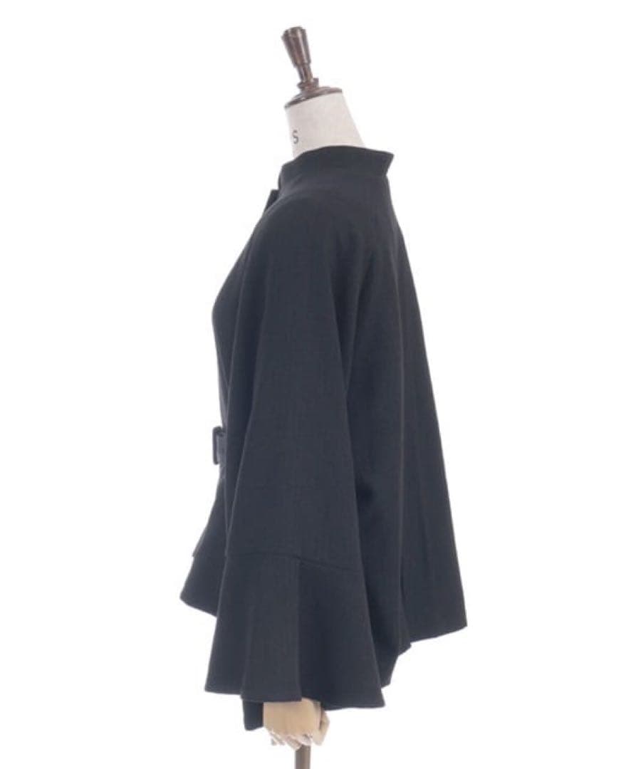 axes femme アクシーズファム　ケープ風フレアスリーブコート　黒