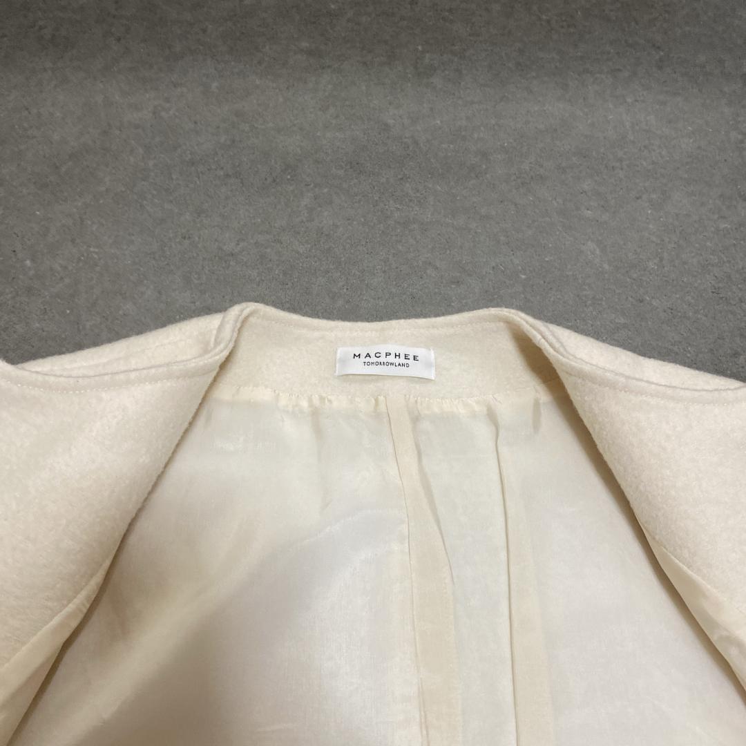 美品✨MACPHEE フェイクレザーコンビ クルーネックジレ 36 白