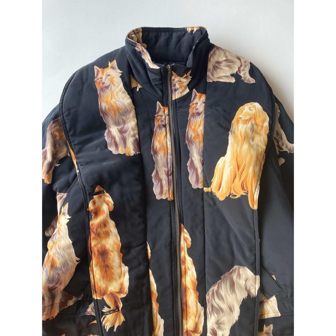 Used 80s 美しい大型犬モチーフ♡ ハーフ丈 ふわふわ パフコート