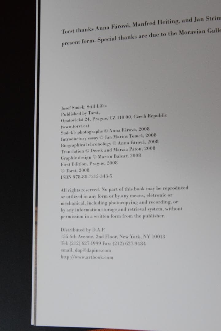 【Josef Sudek: Still Lifes】★新品・未読品・美本