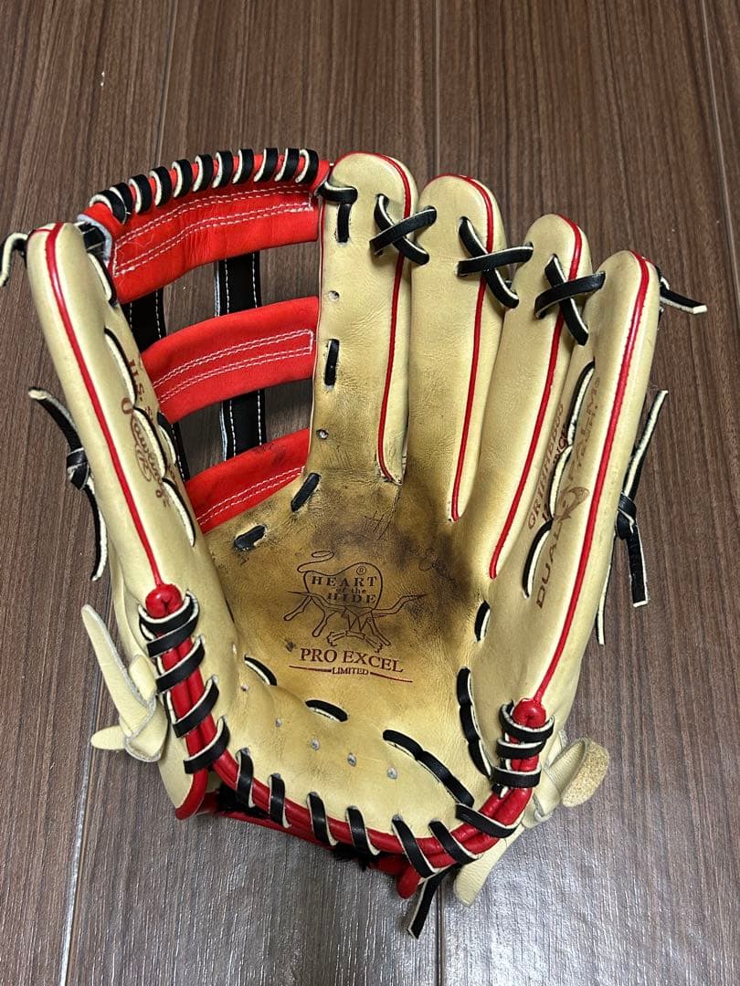 ローリングス　 軟式グローブ 外野用　キャメル/スカーレット
