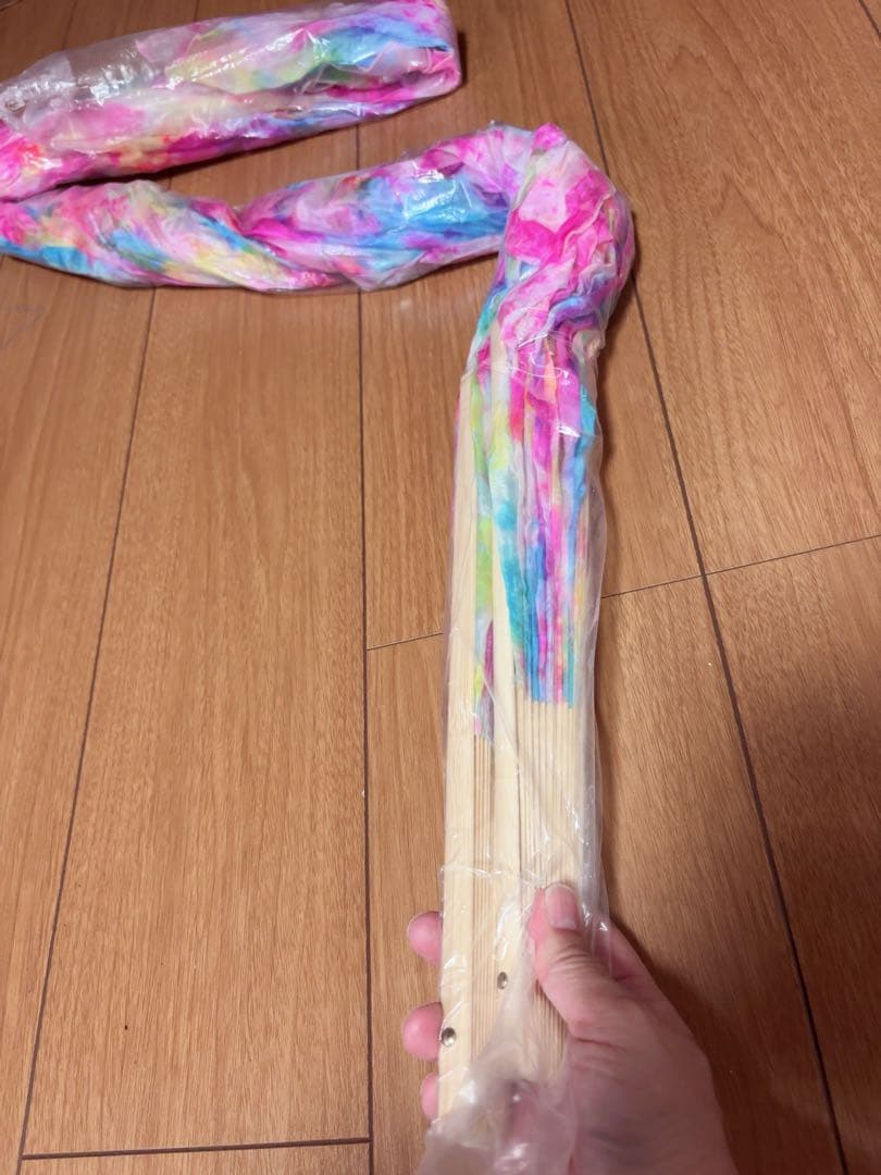 【新品】メルカリ限定色★カラフルタイダイ♪高級シルク ファンベール両手150㎝！
