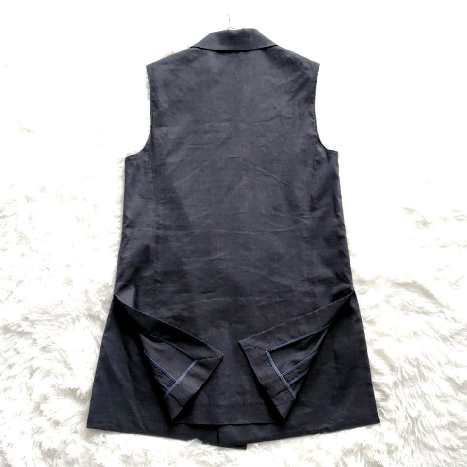 極美品✨️Theory【M】ジレ　サイドスリットリネンベスト　春夏　麻混　紺
