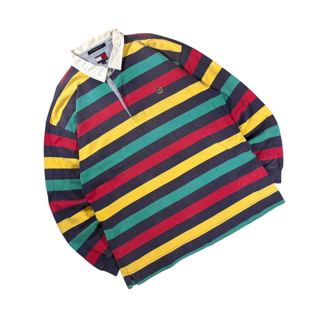 90s   マルチボーダー ラガーシャツ XL