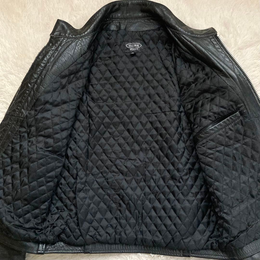 ✨状態良好✨HORN WORKS シングルライダース 裏地キルティング 黒 Ｍ