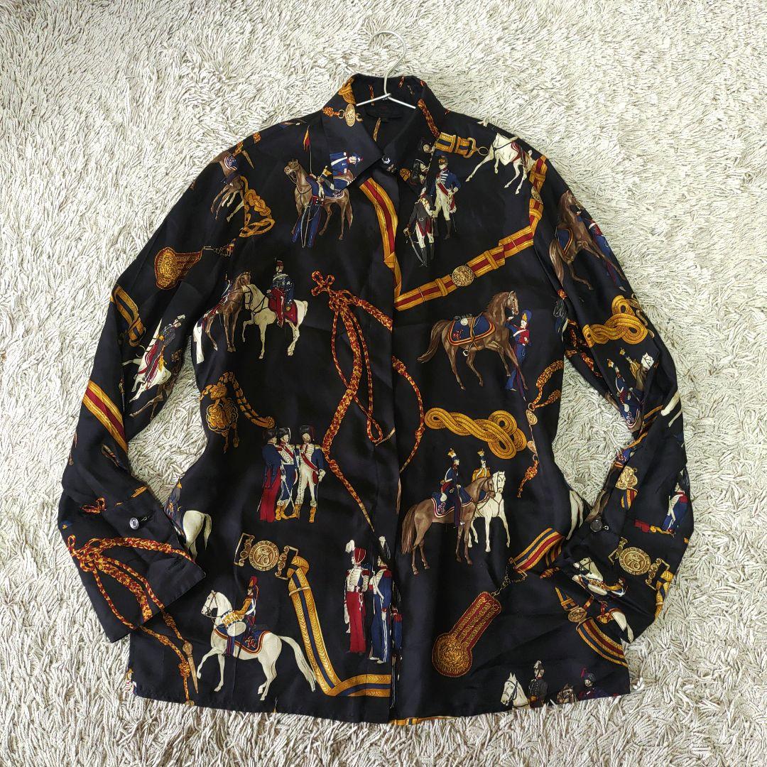 【美品】ETRO　エトロ　シルク　絹　42 XLサイズ　長袖シャツ　貴婦人　比翼