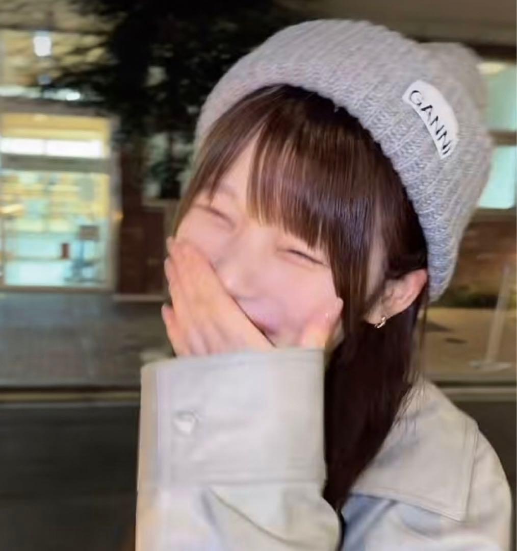 GANNI ニット キャップ GREY ビーニー Wool 混紡 グレー