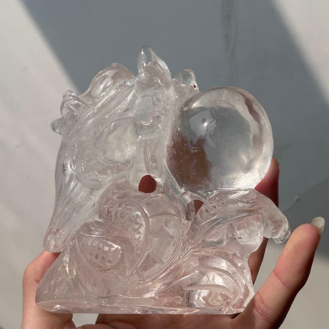 天然石水晶の龍　置物　ご購入前に在庫確認G.1304