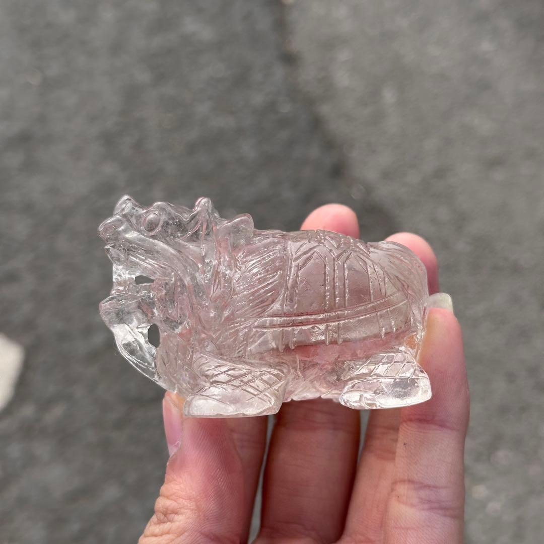 天然石水晶のロングイ　置物　ご購入前に在庫確認G.1411