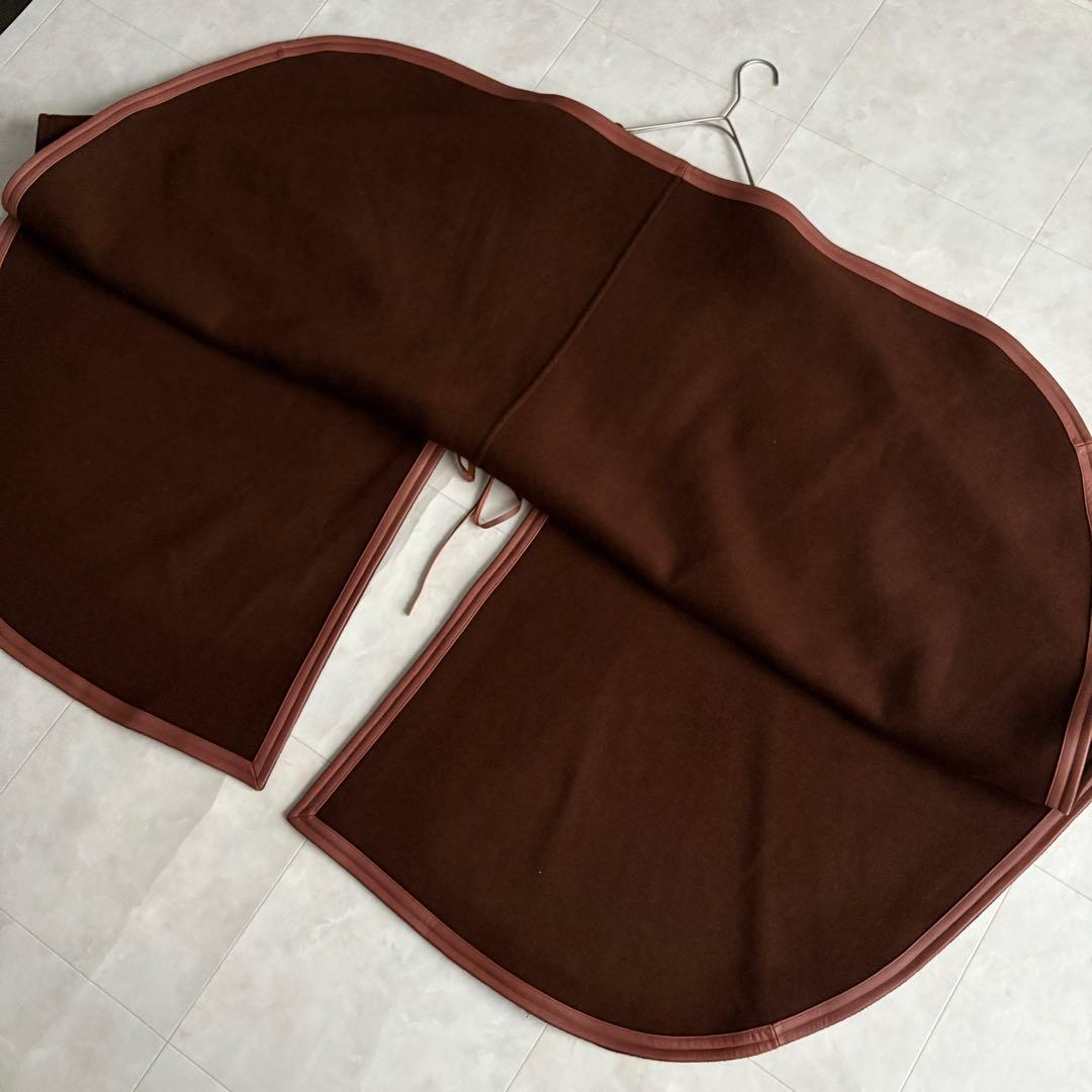 上質✨ JOSEPH ウールカシミヤケープ 茶 ピンク レザー縁取り38