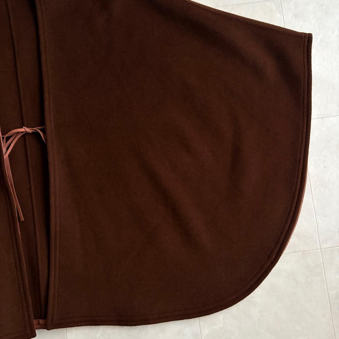 上質✨ JOSEPH ウールカシミヤケープ 茶 ピンク レザー縁取り38