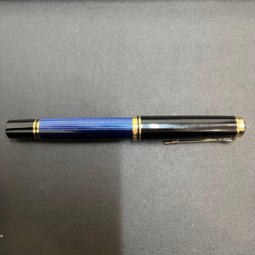 ペリカン万年筆中字ブルー縞スーベレーン18C-750 F正規輸入品
