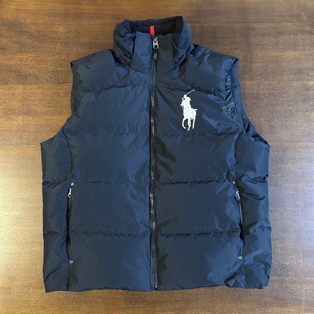 美品 ラルフローレン ダウンベスト ビッグポニー ブラック XXL