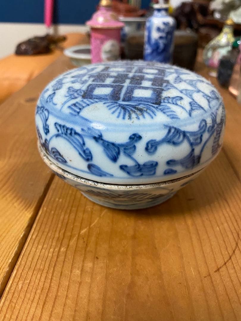 青花 香合 清朝 唐物 中国美術