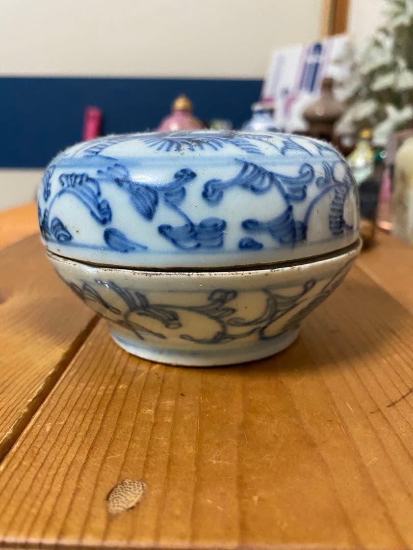 青花 香合 清朝 唐物 中国美術