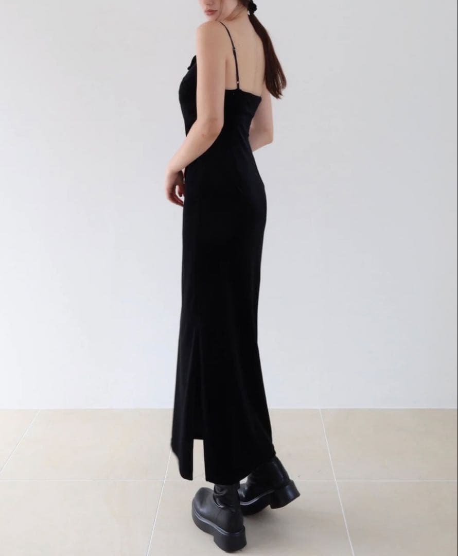 ワンピース celon velour asymmetry drape cami dress
