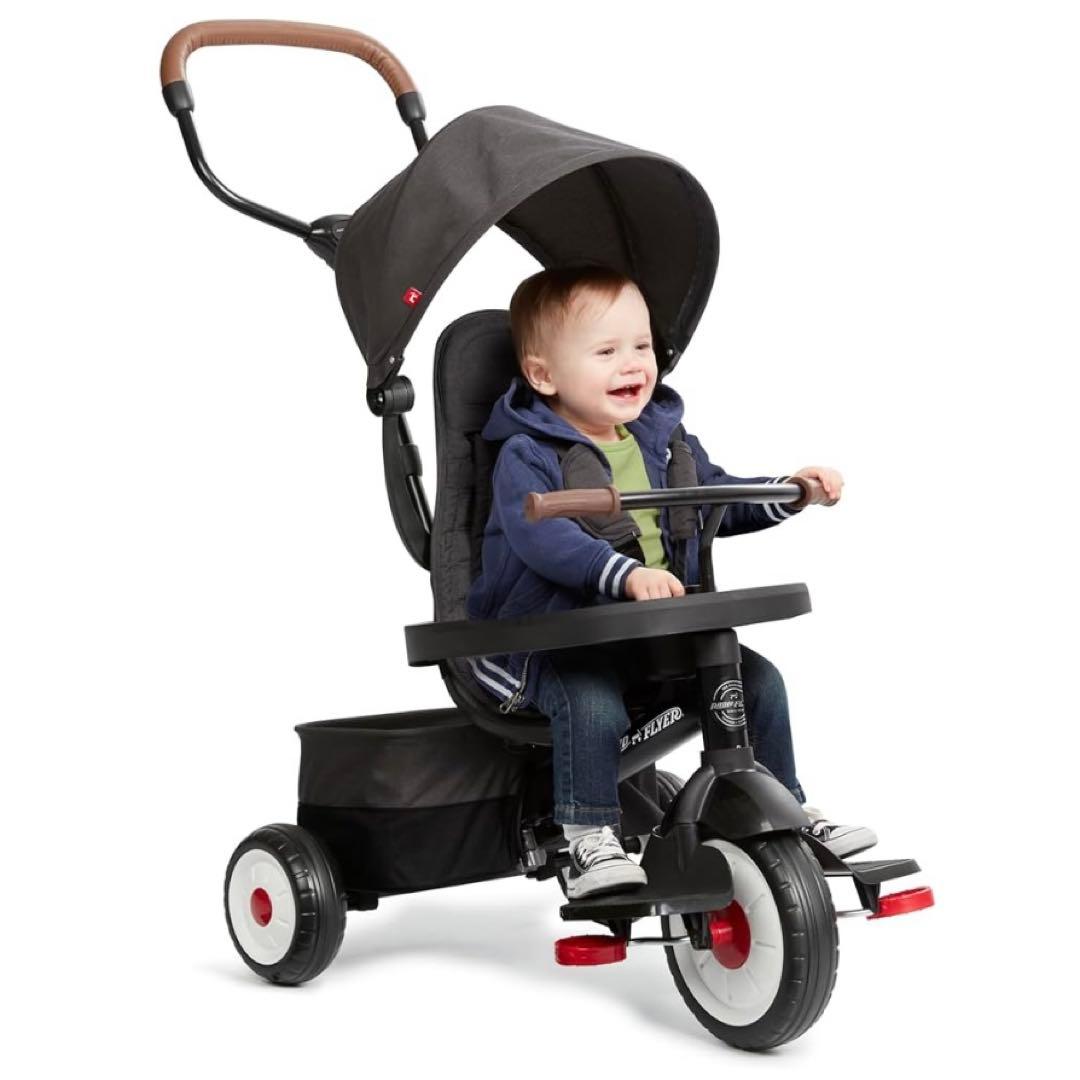 Radio Flyer 1~5歳用ブラックベビートライク、プレミアムベビー三輪車