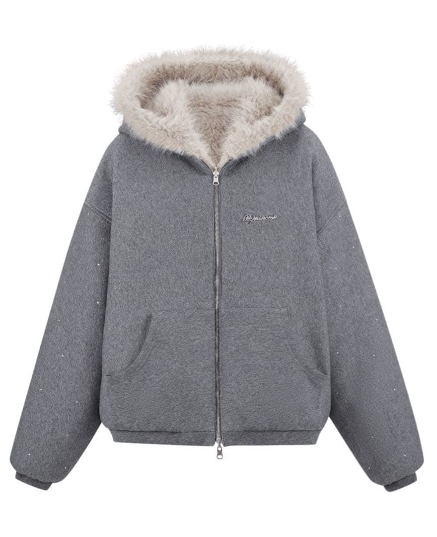 【新品】andwang kirakira 2way fur zipup