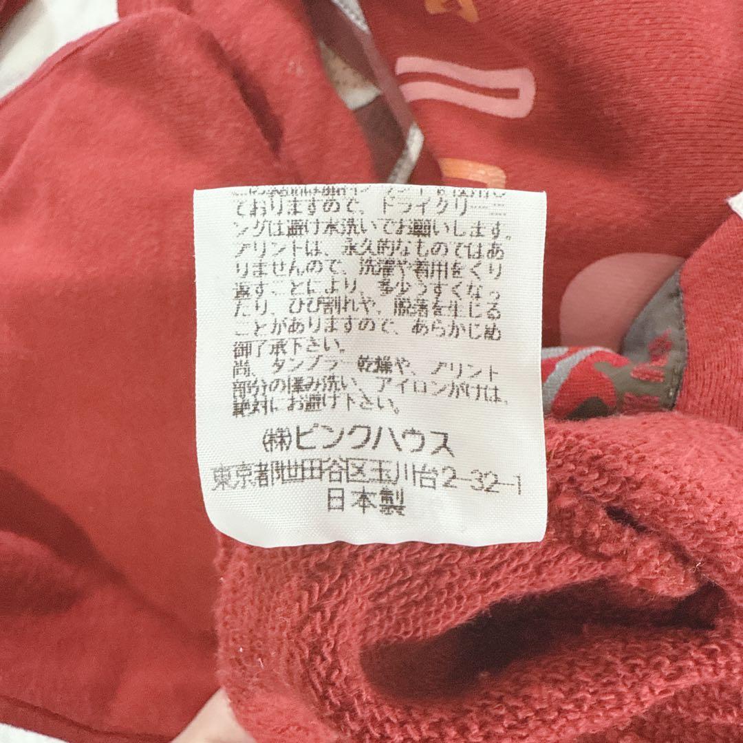 ピンクハウス パーカー フルジップ ワッペン ビッグロゴ レッド L レトロ 赤