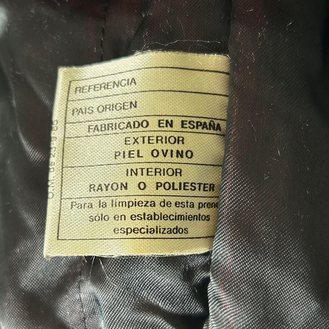 激渋 スペイン製 レザー ニット 切替 ブルゾン 茶色 中綿