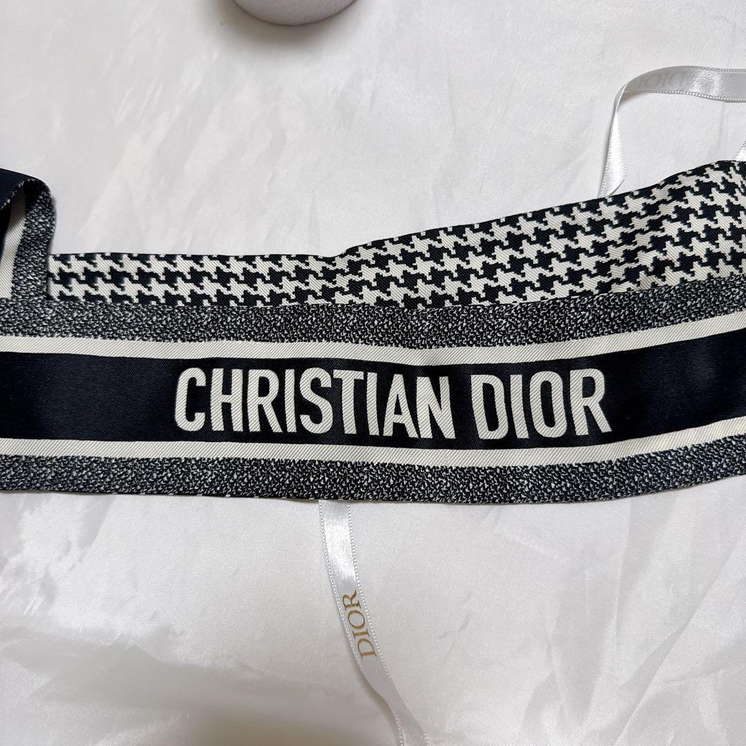 美品　dior ミッツァ　千鳥柄　スカーフ　バンダナ　シルク
