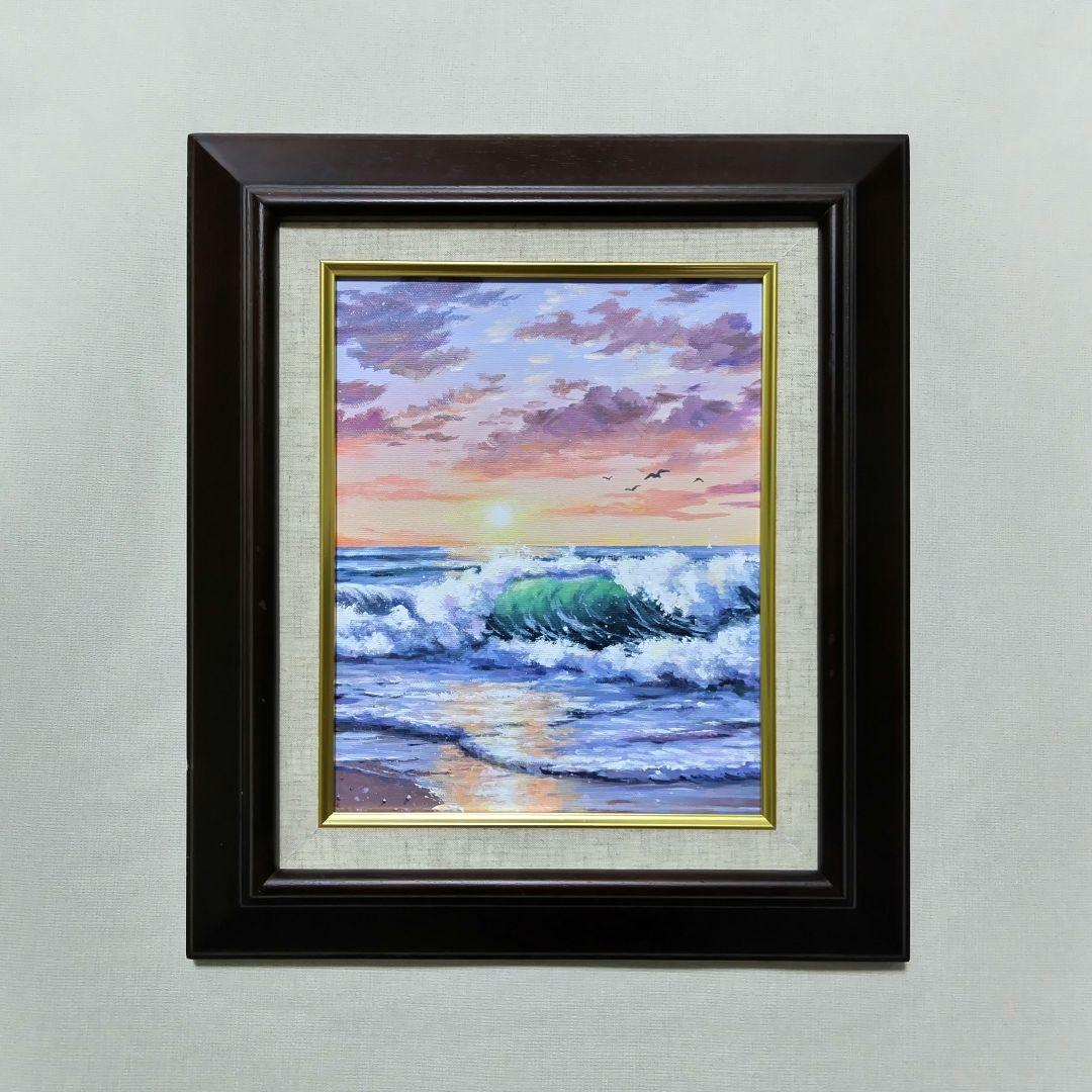 k*o様 【夕波】アクリル画 F3 風景画 絵画 海の絵