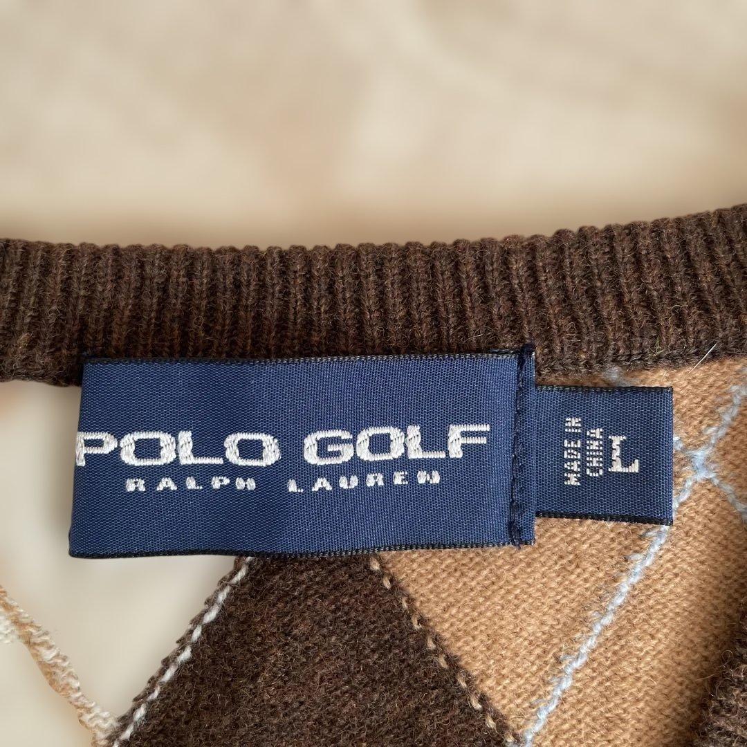 POLO GOLF ラルフローレン　ベスト　アーガイル柄 ニットベスト　ブラウン