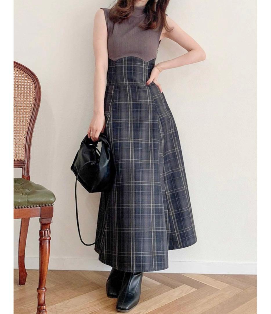 dazzlin チェックノースリーブコルセットワンピース⭐︎新品タグ付き