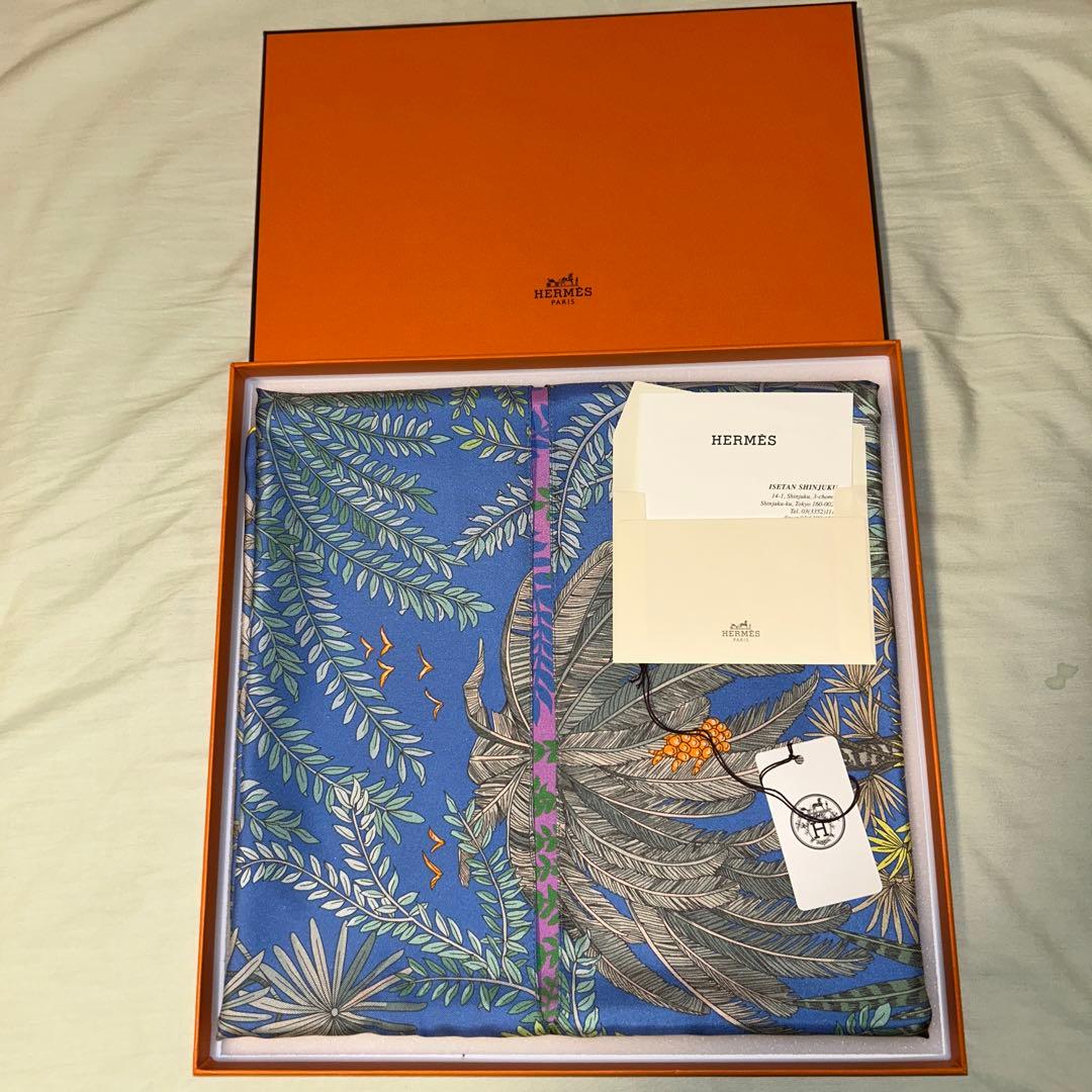 Hermès 画家たちの庭カレスカーフ　アラン　ダブルフェイス　新品