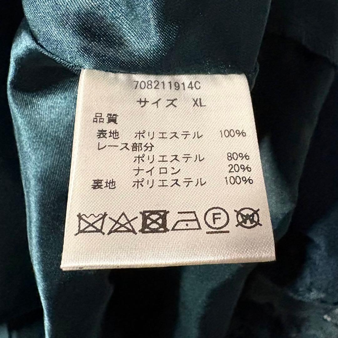 POURVOUS レース切り替え パーティードレス 大きいサイズ　ロング&袖あり