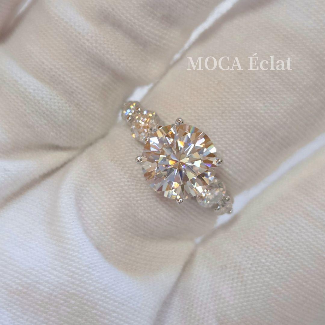 モアサナイト total3.8ct リング 5ストーン 8H8Aカット S925